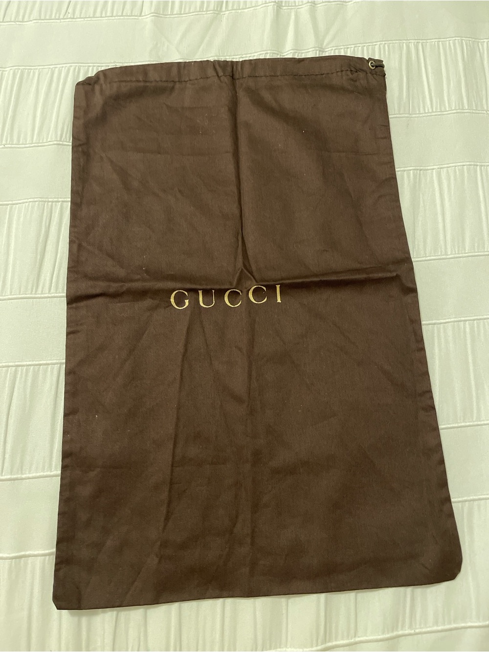 Authentic Gucci Brown Dust Bag Gold Logo Drawstring Storage Pouch